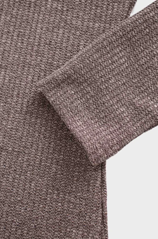 Textured Stretch Turtleneck-Brown