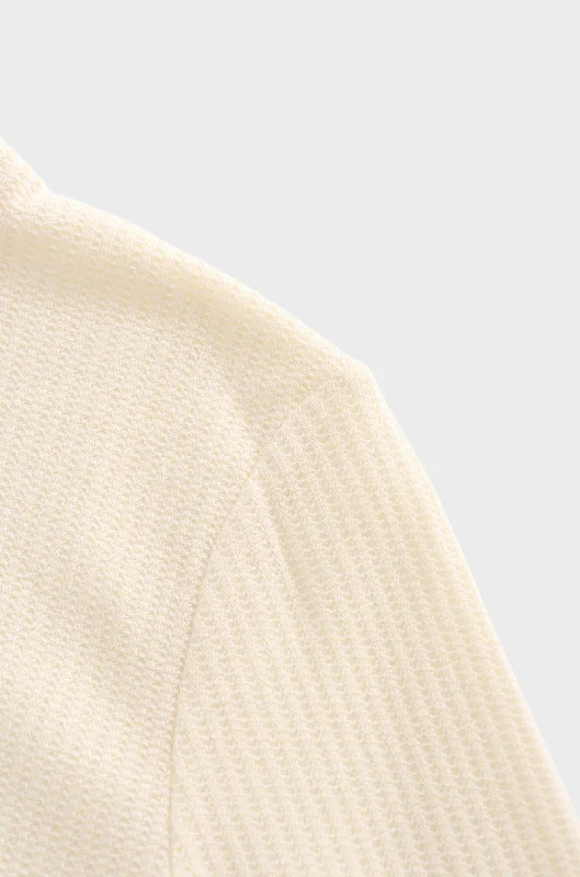 Textured Stretch Turtleneck-Ivory