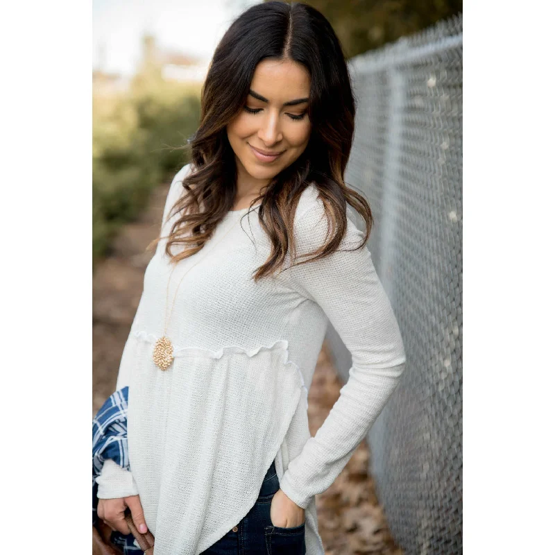 Waffled Cinched Long Sleeve Tee