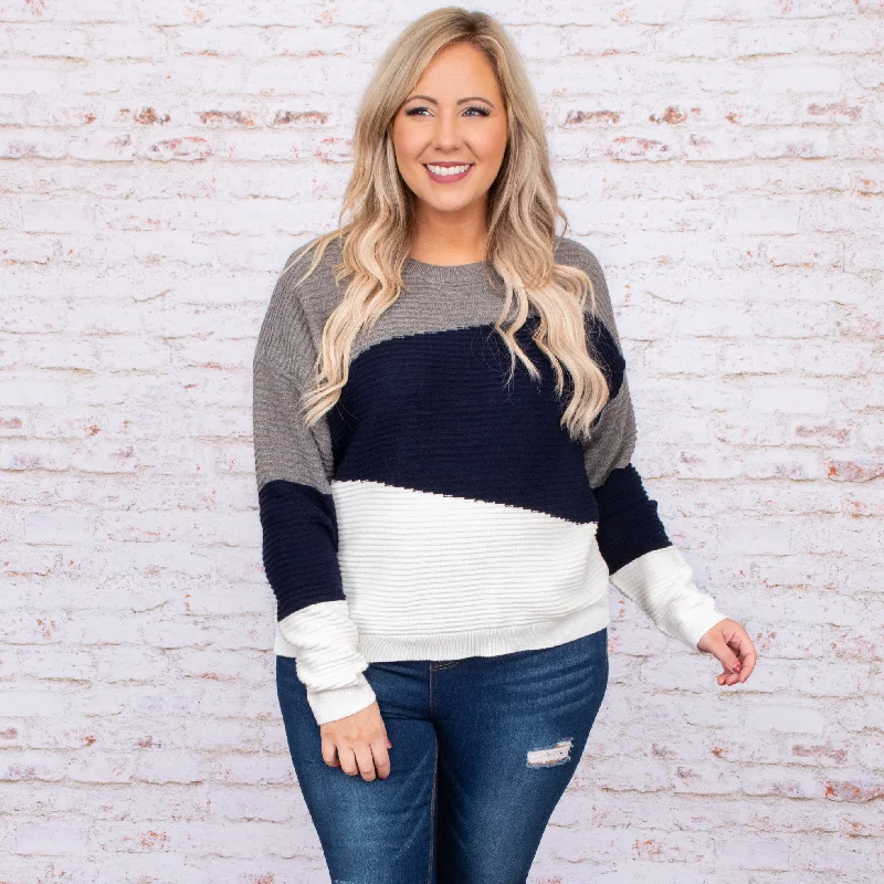 Ways I Loved You Top, Grey-Navy