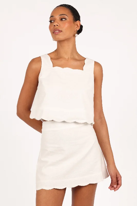 Wendie Scalloped Top - Cloud White