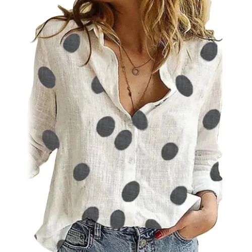 Amy Fashion - Long Sleeve Marguerite Dot Star Print Shirt