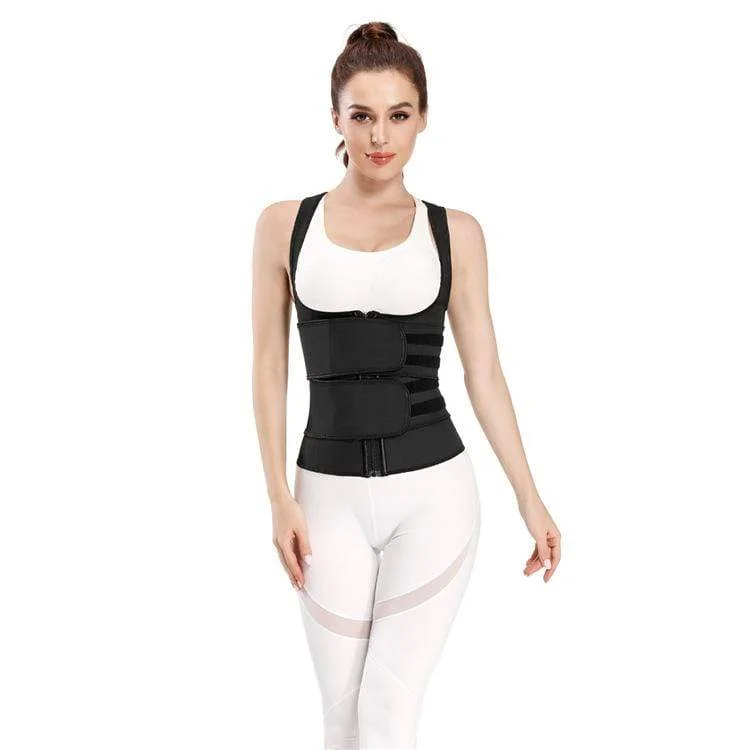 Women's Double Hook And Loop Front Zip Tank Underbust Corsets