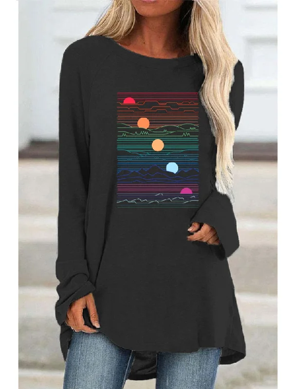 Amy Fashion - Long Sleeve Loose Casual Printing T-shirt