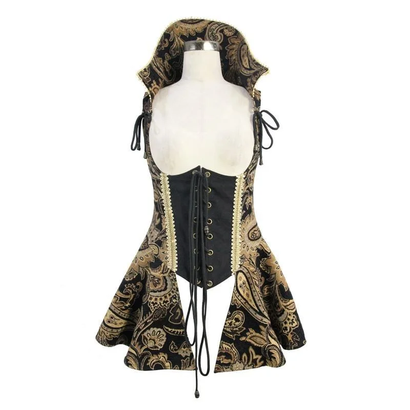 Women's Gold & Black Printed Corset