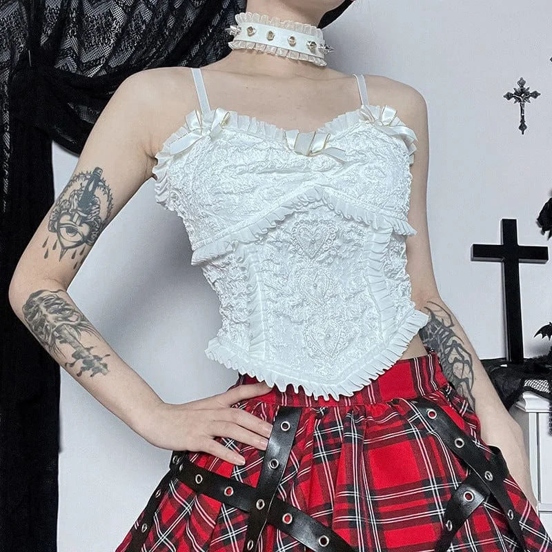 Women's Gothic Bowknot Ruffled Bustier