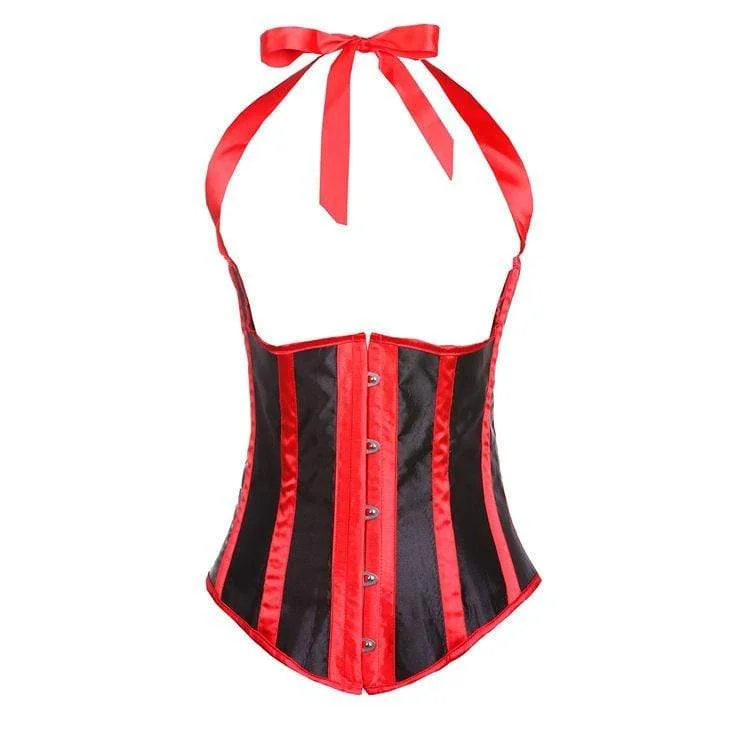 Women's Gothic Contrast color Striped Halter Underbust Corsets