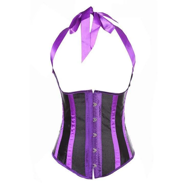 Women's Gothic Contrast color Striped Halter Underbust Corsets