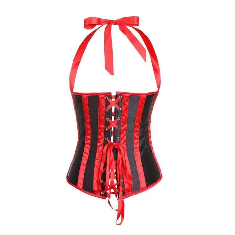 Women's Gothic Contrast color Striped Halter Underbust Corsets