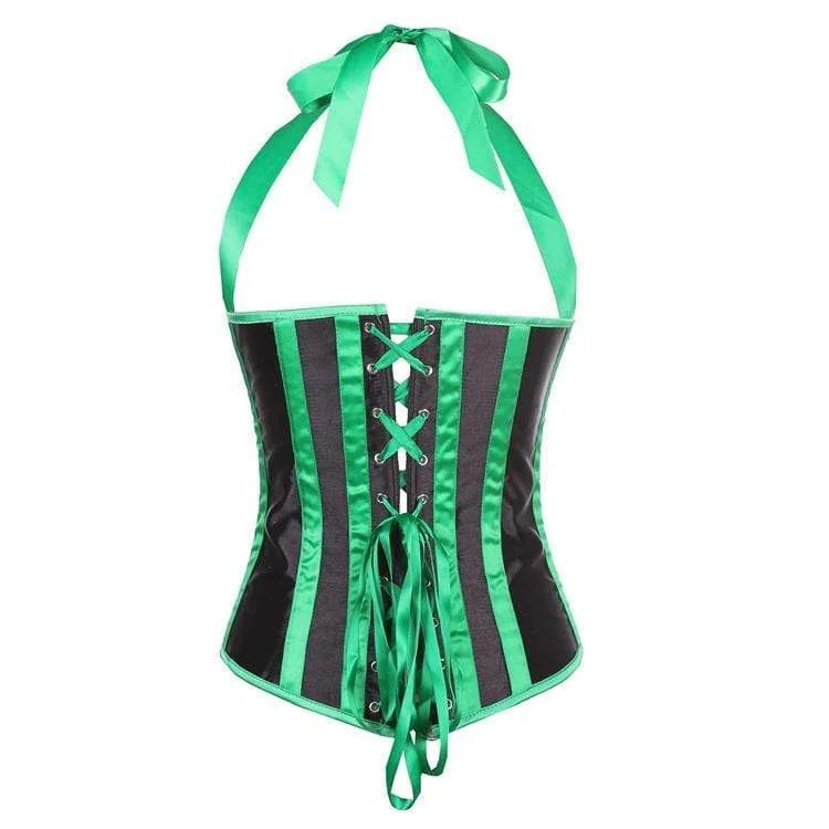 Women's Gothic Contrast color Striped Halter Underbust Corsets