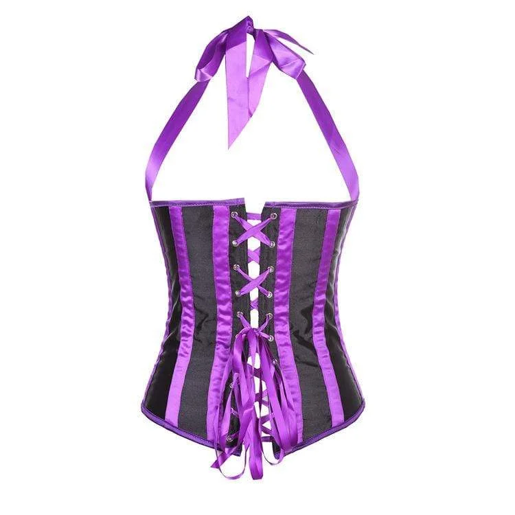 Women's Gothic Contrast color Striped Halter Underbust Corsets