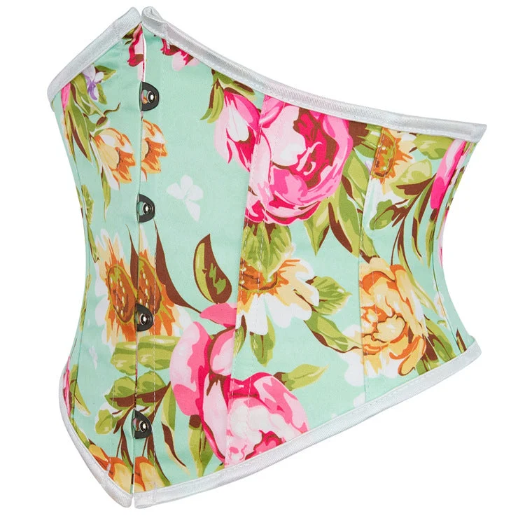 Women's Gothic Floral Printed Boned Underbust Corset