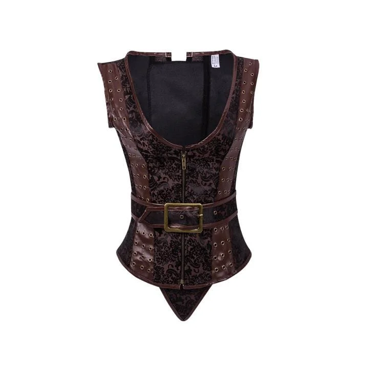 Women's Gothic Front Zip Belt Underbust Corsets