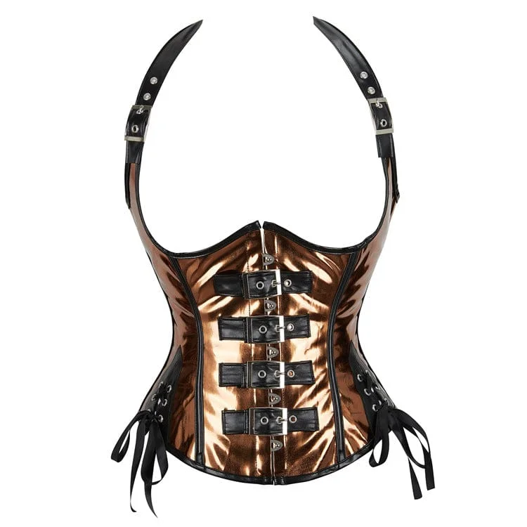 Women's Gothic Punk Halterneck Buckles Underbust Corset