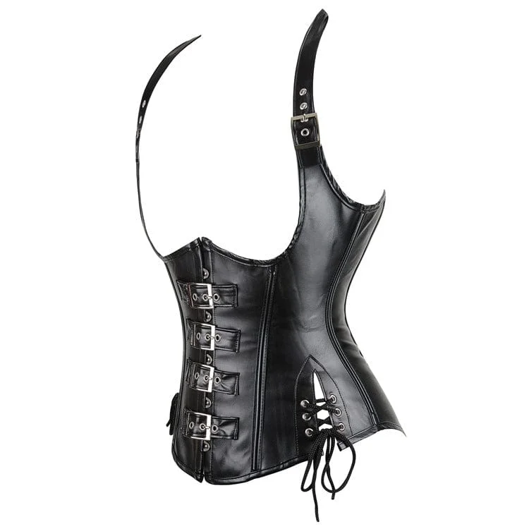 Women's Gothic Punk Halterneck Buckles Underbust Corset