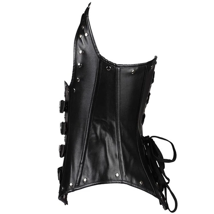 Women's Gothic Rivets Halter Top Underbust Corsets With T-back