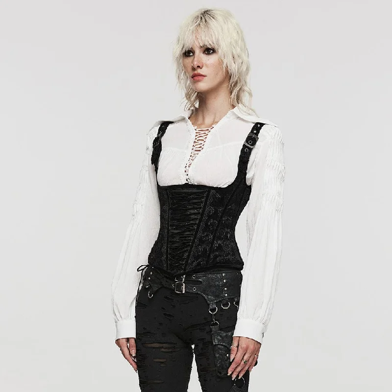 Women's Gothic Rose Cutout Lace-up Underbust Corset