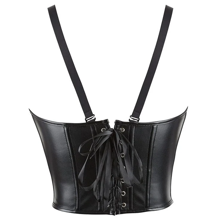 Women's Gothic Strappy Faux Leather Underbust Corset with Straps