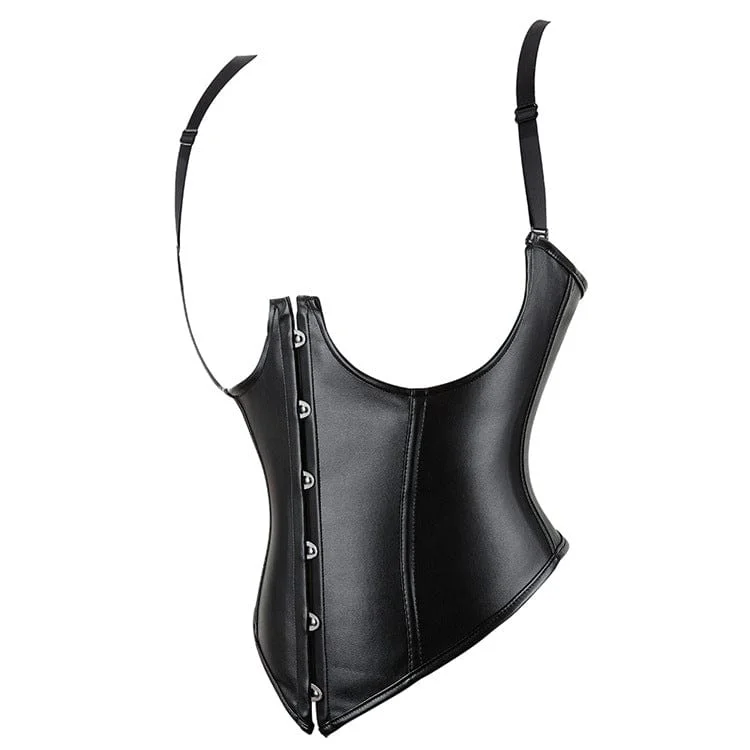 Women's Gothic Strappy Faux Leather Underbust Corset with Straps