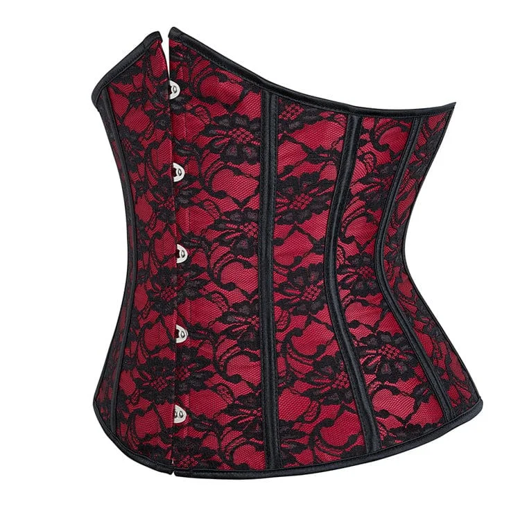 Women's Gothic Strappy Floral Lace Underbust Corset