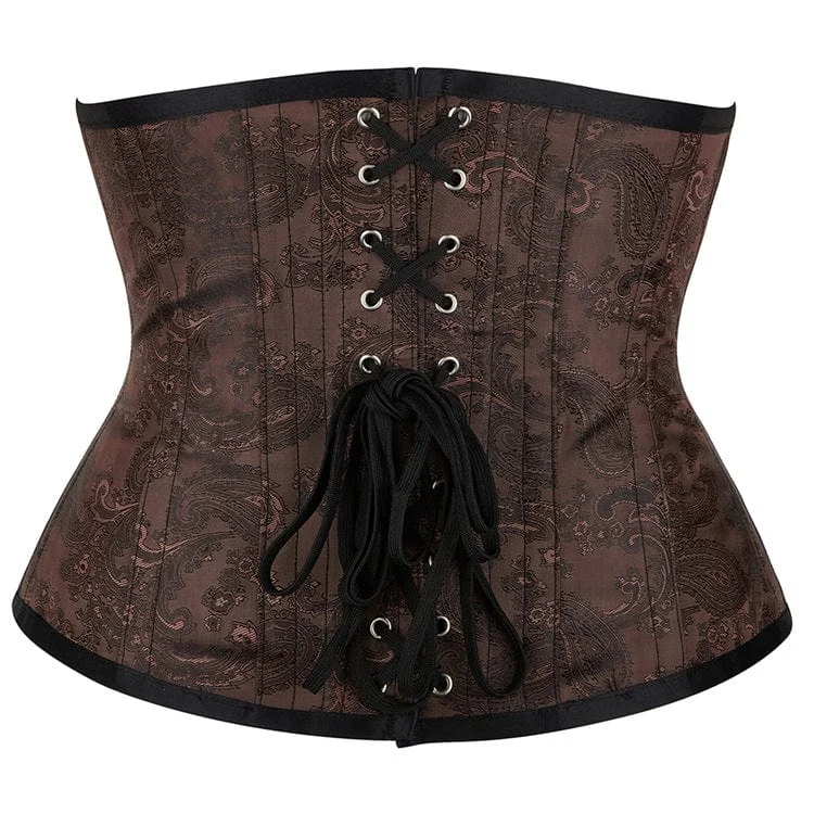 Women's Gothic Strappy Floral Printed Underbust Corset