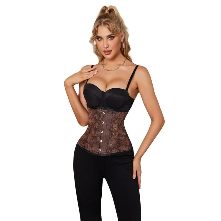 Women's Gothic Strappy Floral Printed Underbust Corset