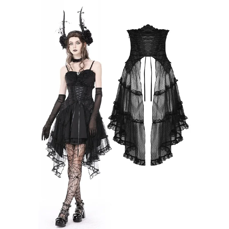 Women's Gothic Strappy Ruffled Mesh Tunic Skirt