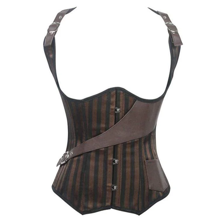 Women's Gothic Striped Underbust Corsets With Pocket