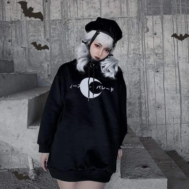 Women's Moon Crow Printed Autumn Warm Hoodies