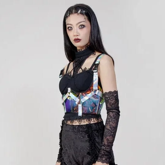 Women's Punk Colorful Buckles Underbust Corset