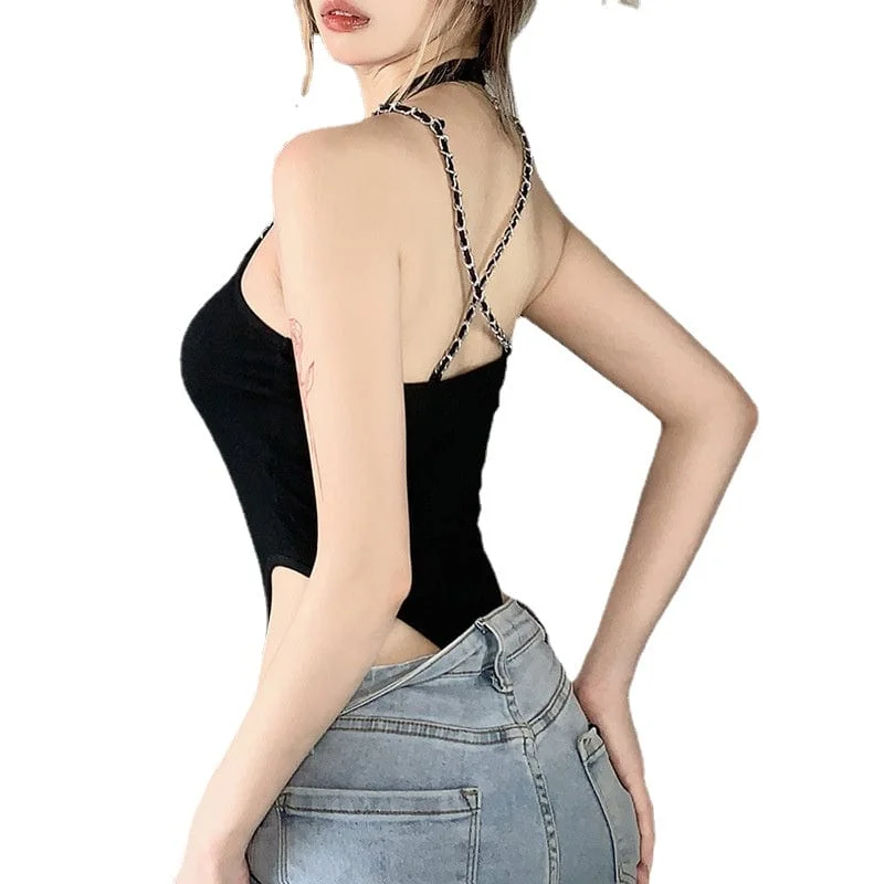 Women's Punk Cutout Halterneck Bodysuit