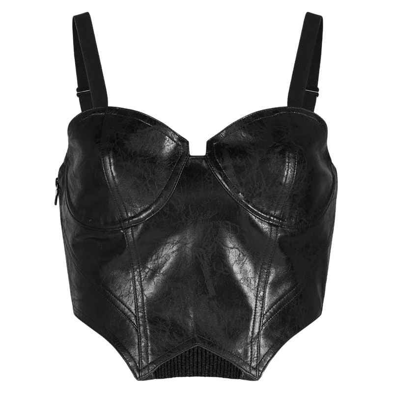 Women's Punk Irregular Faux Leather Bustier