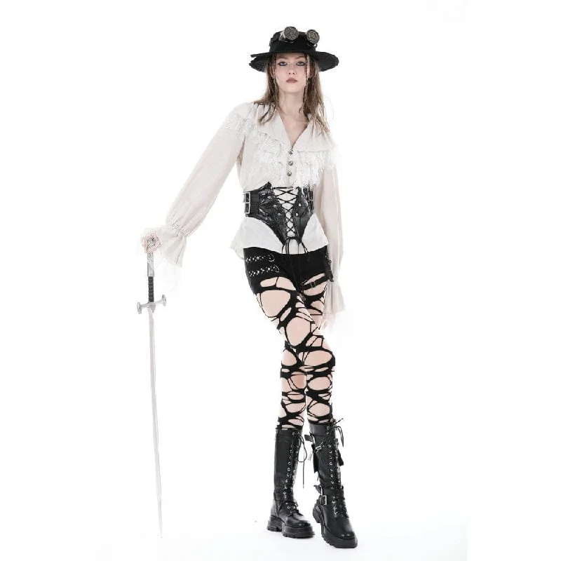 Women's Punk Lace-up Faux Leather Girdle