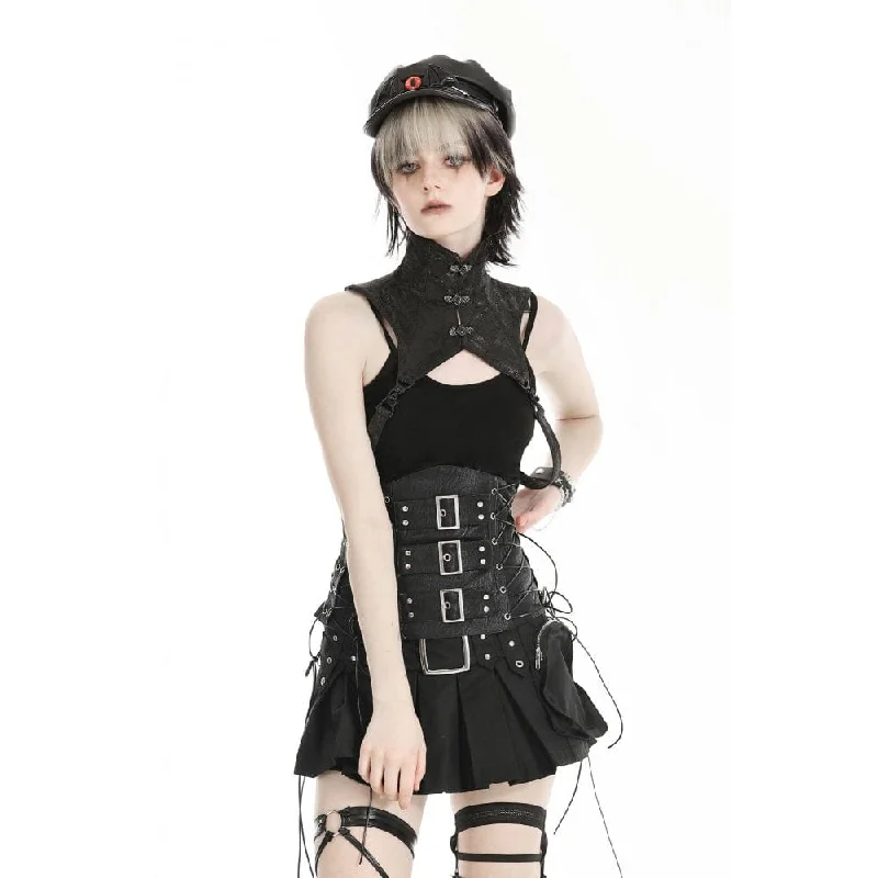 Women's Punk Lace-up Faux Leather Underbust Corset