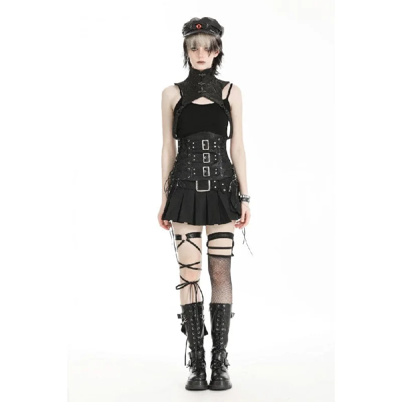 Women's Punk Lace-up Faux Leather Underbust Corset