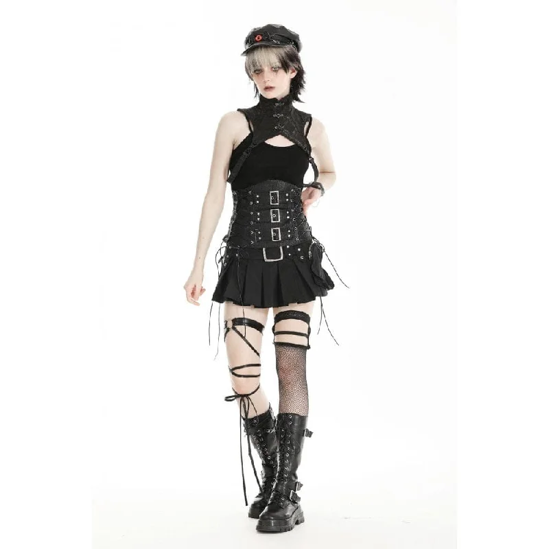 Women's Punk Lace-up Faux Leather Underbust Corset