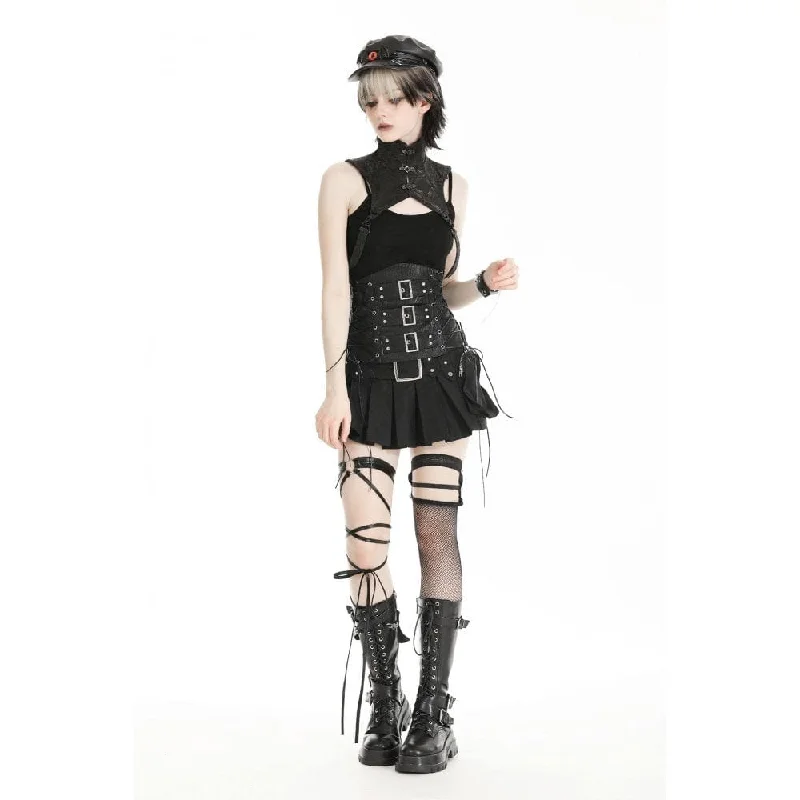 Women's Punk Lace-up Faux Leather Underbust Corset