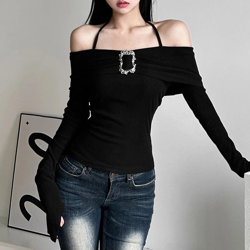 Women's Punk Lace-up Long Sleeved Shirt