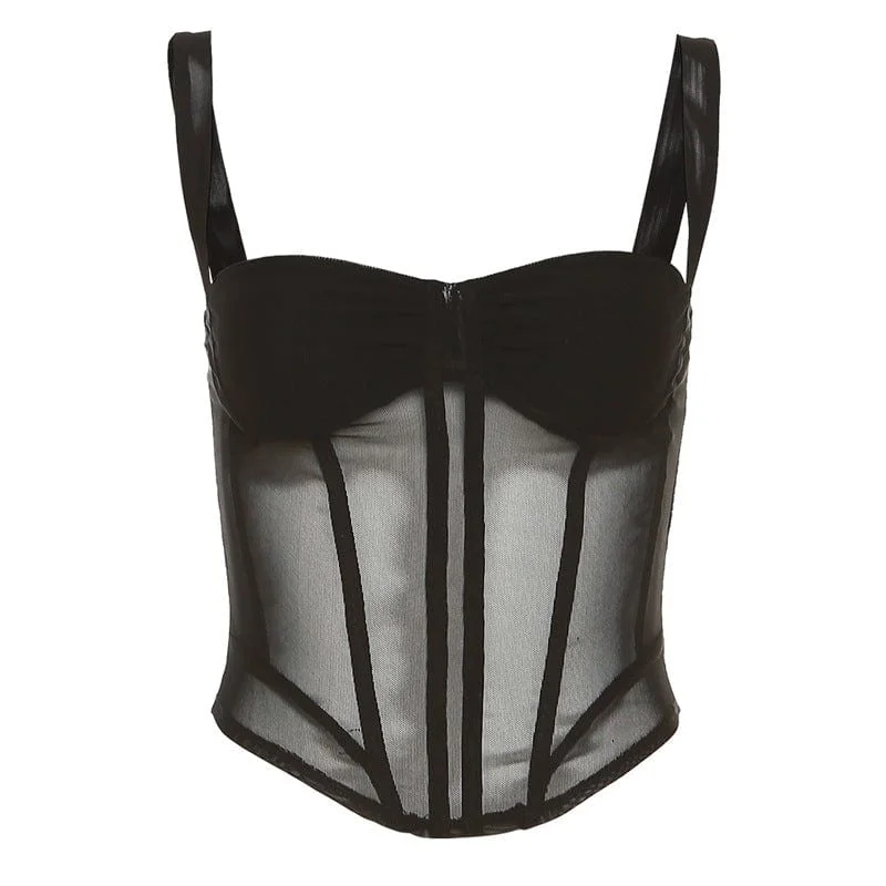 Women's Punk Slim Fitted Mesh Bustier