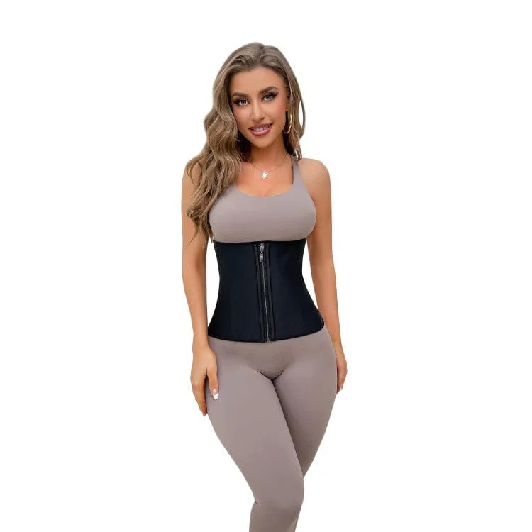 Women's Punk Solid Color Zipper Underbust Corset