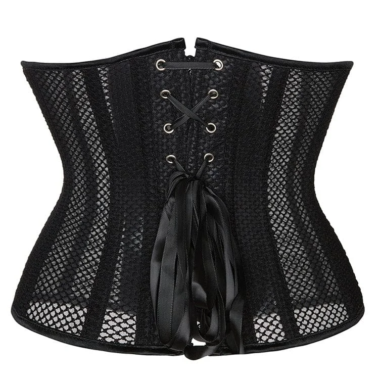 Women's Punk Strappy Mesh Underbust Corset