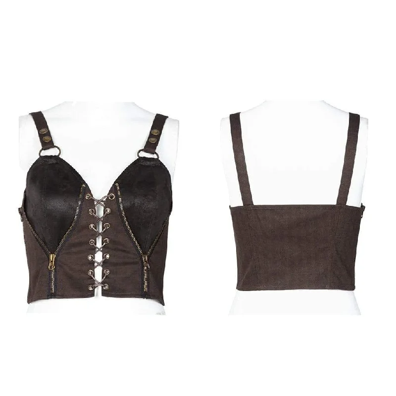 Women's Steampunk Contrast Color Strappy Bustiers