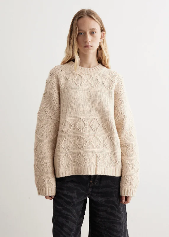 Wool Cotton Bubble O-Neck Knit