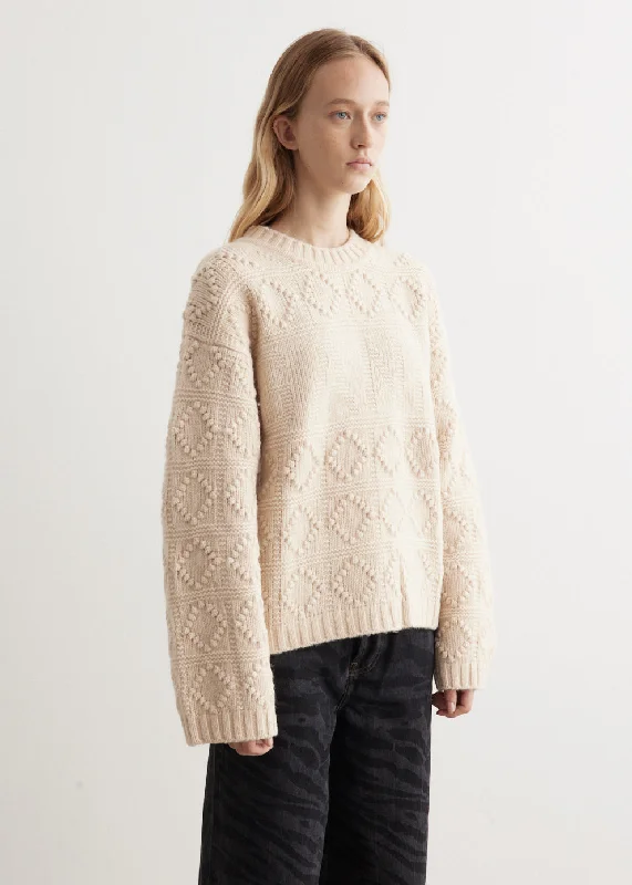 Wool Cotton Bubble O-Neck Knit