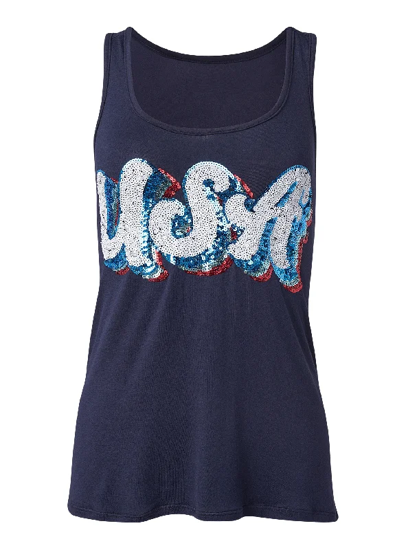 Americana Sequin Tank Top - Blue Multi