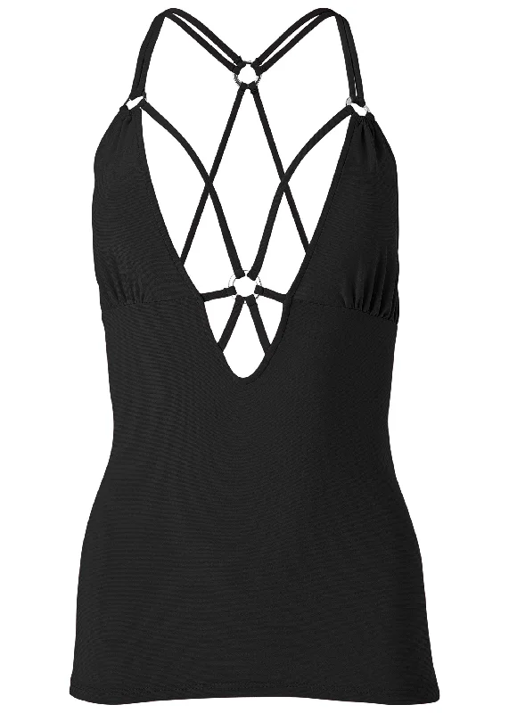 Strappy detail top - Black