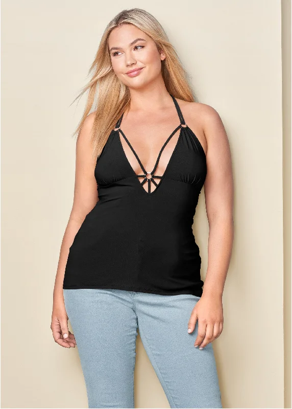 Strappy detail top - Black