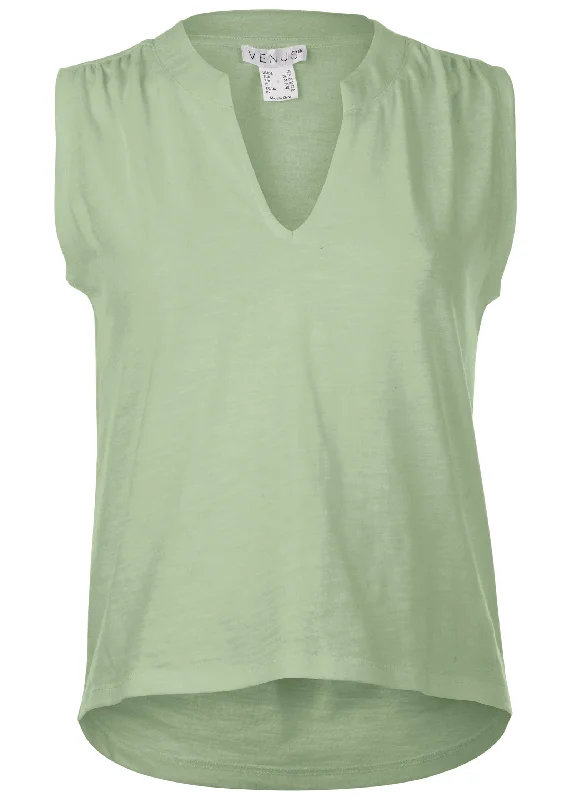 V-Neck shirred tank - Mint