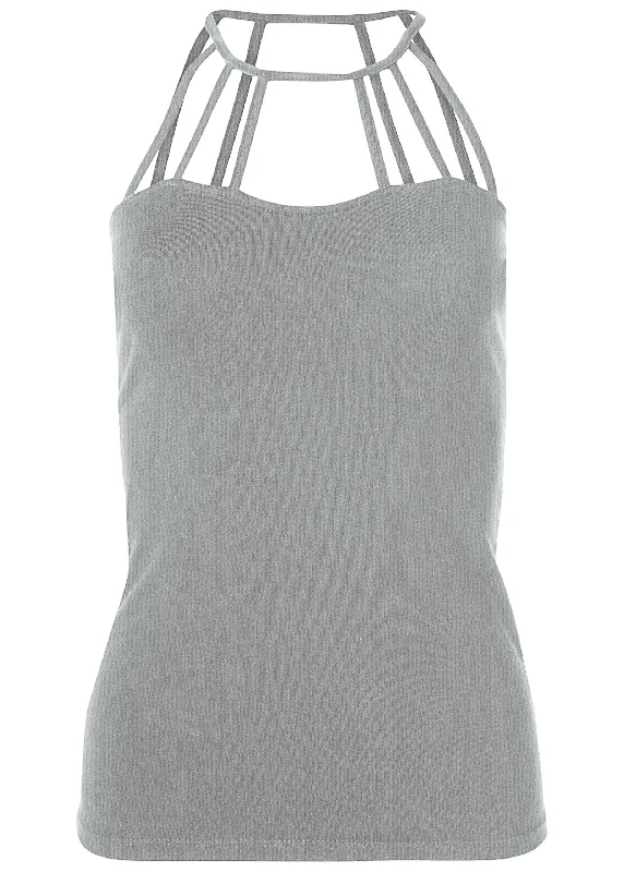 Strappy detail top - Heather Grey