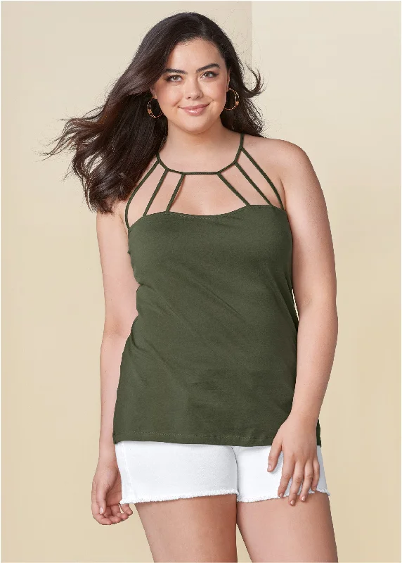 Strappy detail top - Olive